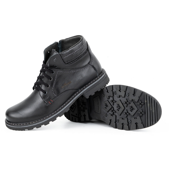 Pánské zimní boty kožené boty 1970L černé