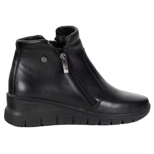 Kožené boty na platformách 1701 black face zip up