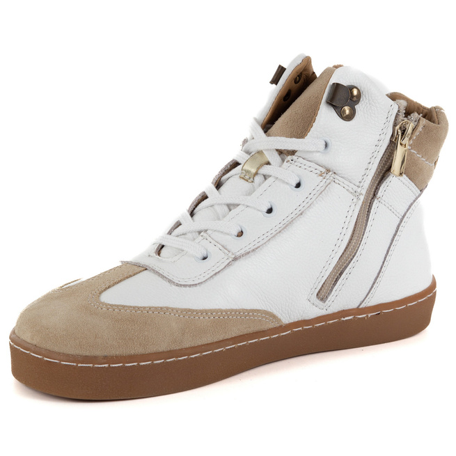 Skórzane buty BAREFOOT damskie zimowe 201MP ocieplane z naturalnej skóry białe