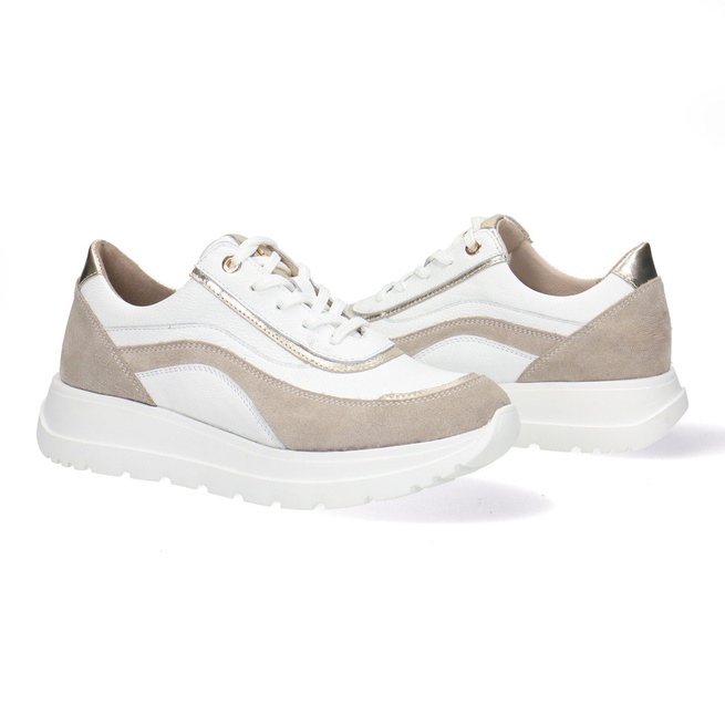 Pollonus dámské kožené polobotky white+beige 5-1721-004