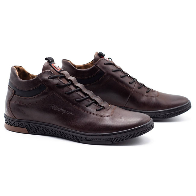 Buty męskie zimowe K26F ciemny brąz
