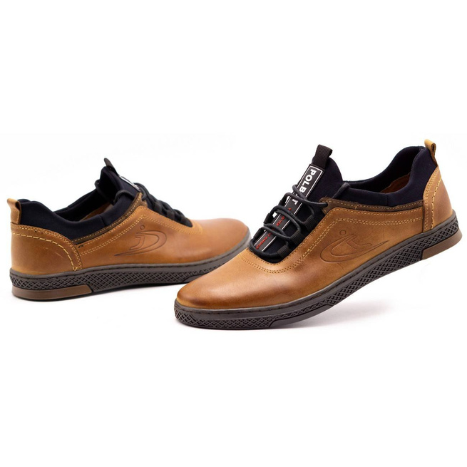 Buty męskie skórzane casual K24 camel