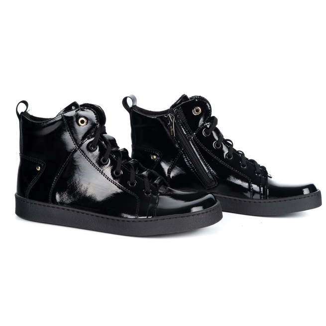Barefoot buty skórzane minimalisthyczne Riley ocieplane czarne lakier