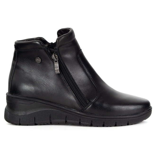 Kožené boty na platformách 1701 black face zip up