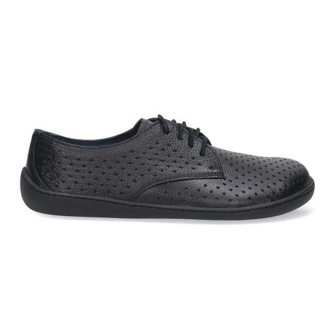 Skórzane półbuty damskie Pollonus Barefoot 5-1288-029 Czarny/Perforacja