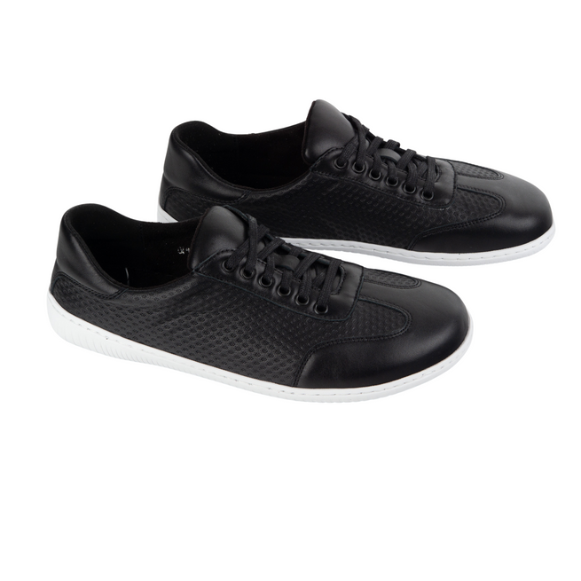 Pánské barefoot minimalistické kožené boty 0742WK black embossed