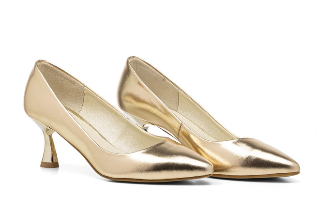 Taneční kožené nízké lodičky zlaté Anna