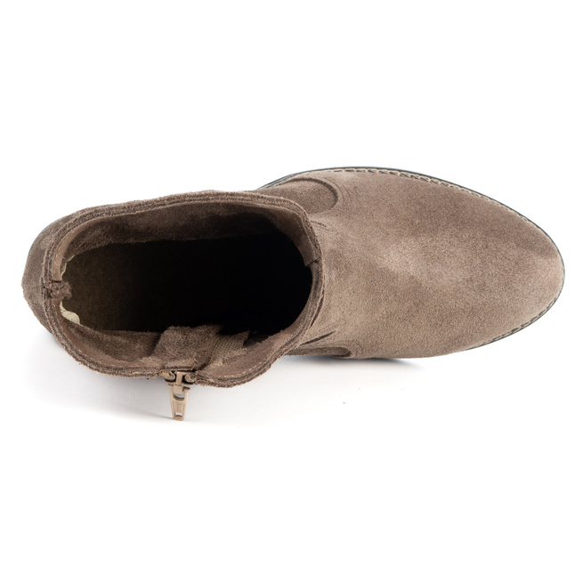 Stylové kožené boty na podpatku se zipem LUCY beige earth