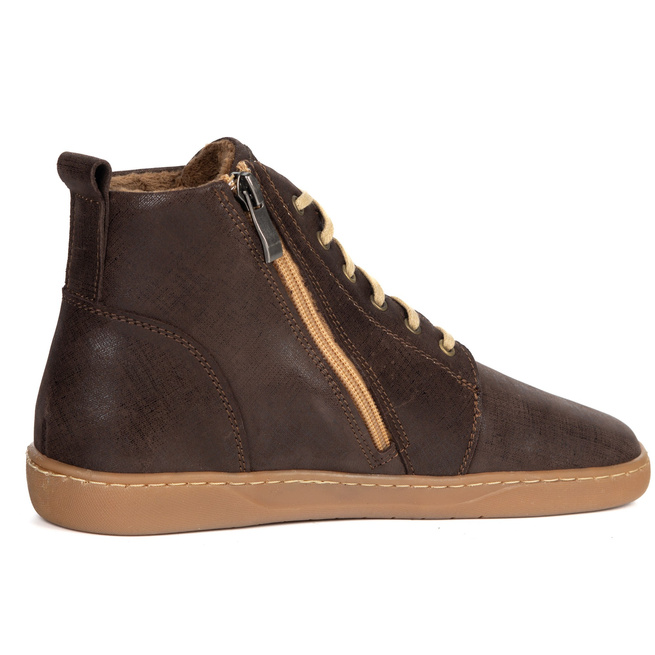 Dámské kožené zimní boty barefoot Z-B04 beige
