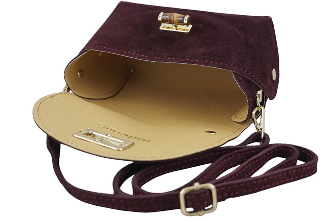 Malá semišová společenská kabelka - bordó