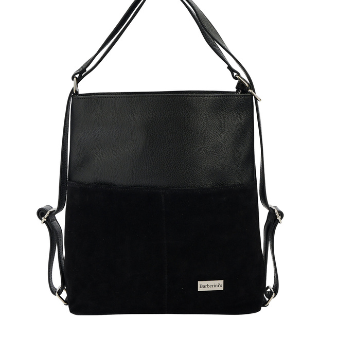 Torebka plecak z zamszem - Czarna