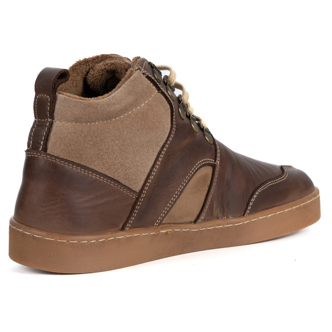 Barefoot unisex zimní kožené boty Explorer tmavě hnědé 