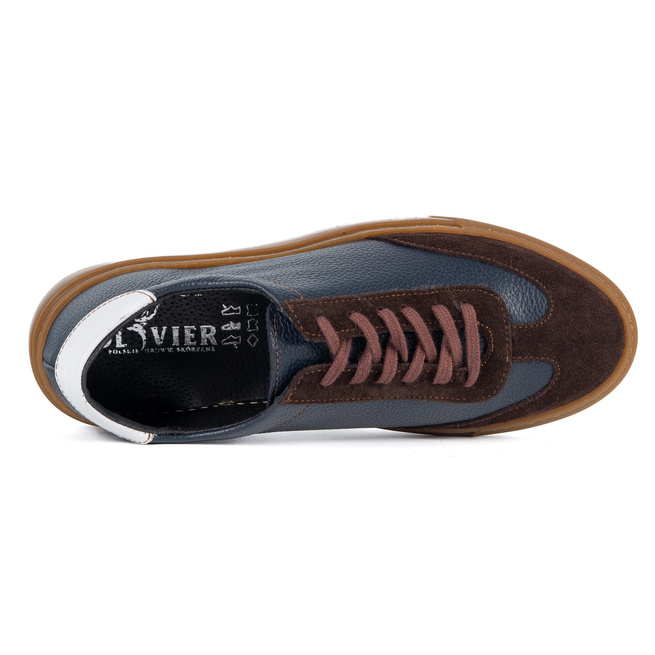 Pánské kožené mokasíny 297 navy blue