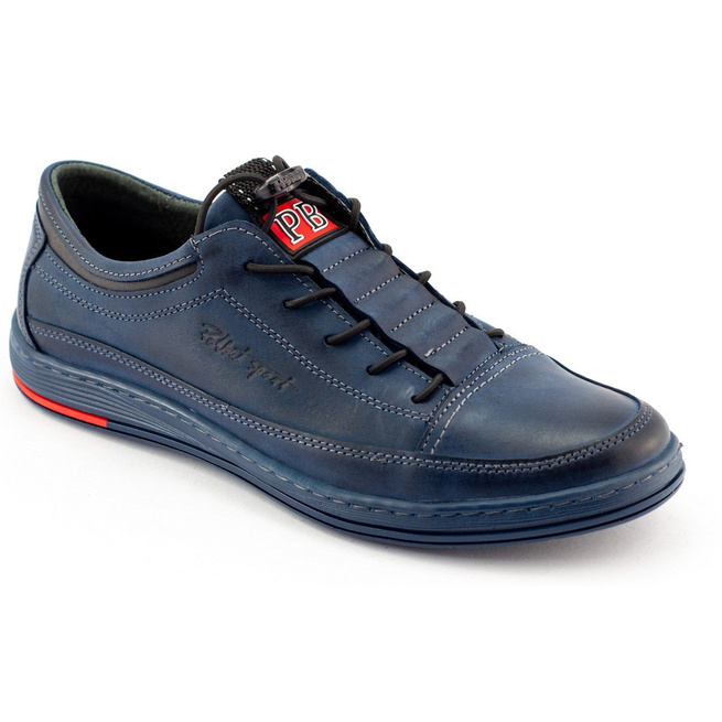 Buty męskie skórzane casual K22 granatowe