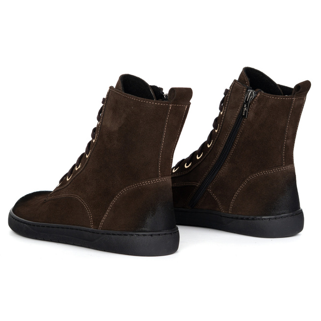 Dámské barefoot zimní kožené boty Olivier Liv 1303 zateplené hnědé