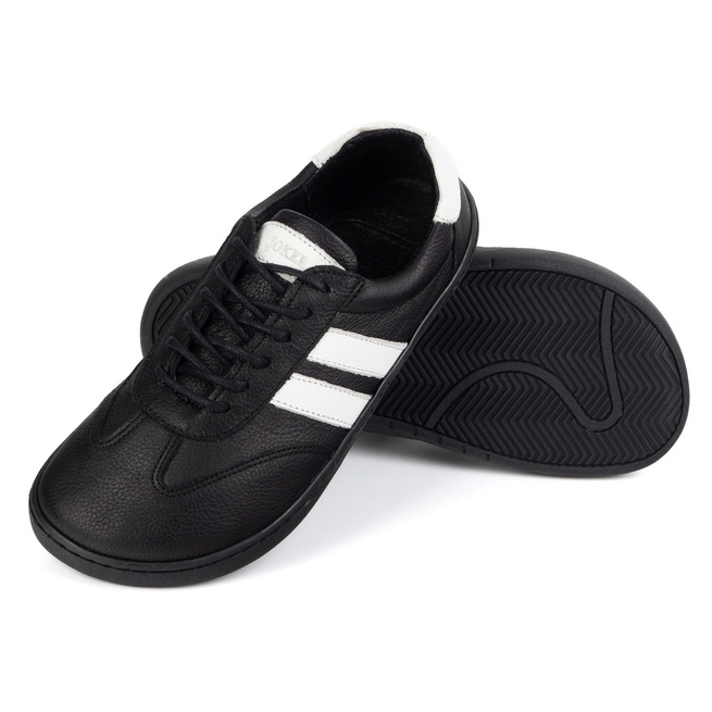 Buty skórzane damskie JOKER BLACKORWHITE 908 czarne – minimalistyczne sneakersy od Olivier