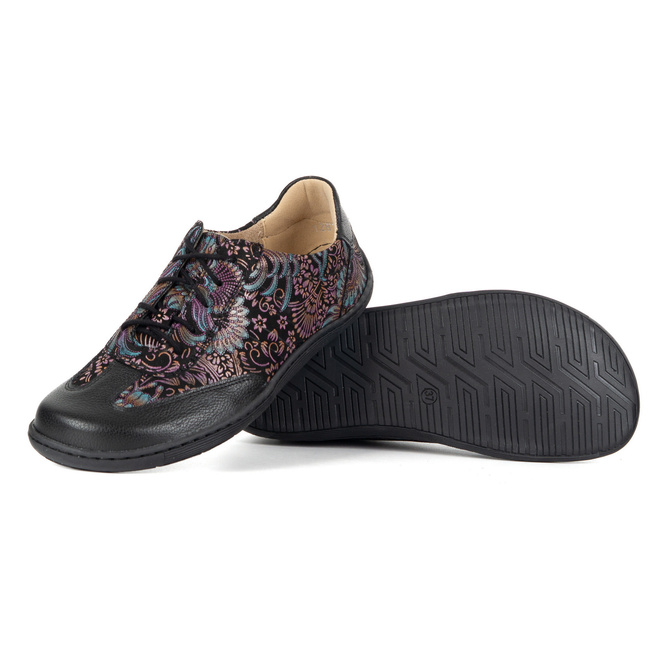 Buty BAREFOOT damskie skórzane minimalistyczne 1287 czarne z fioletem