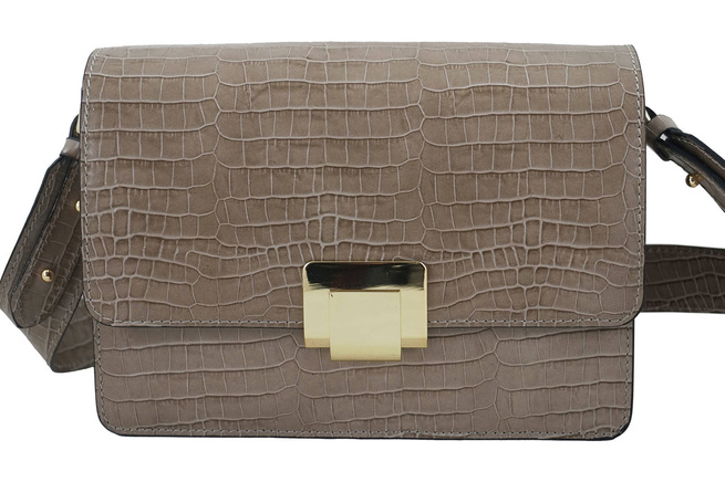 Módní kožená kabelka - CROCO - Béžová