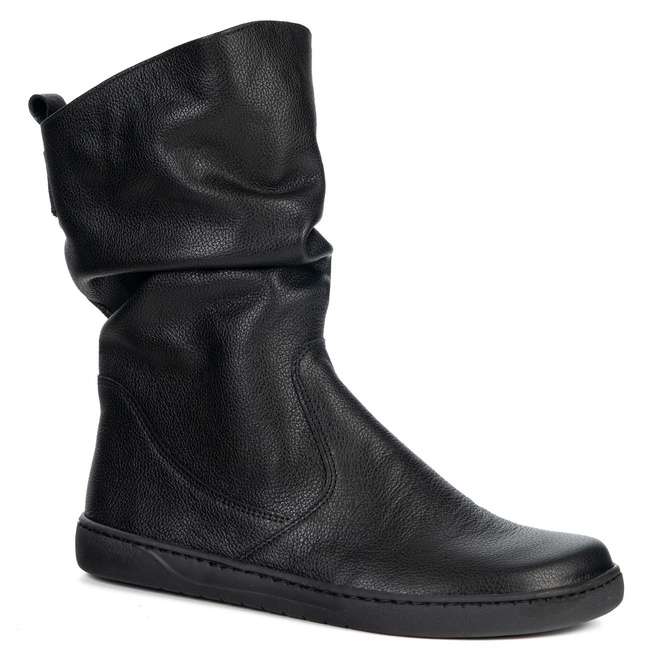 Dámské zateplené kožené boty BAREFOOT Freja Polish black facing