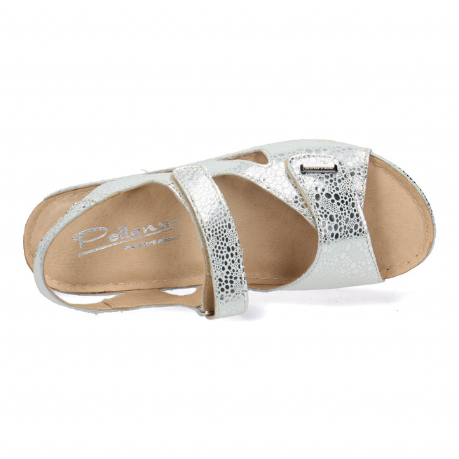 Pollonus dámské kožené třpytivé sandály se stříbrným očkem 5-0994-004