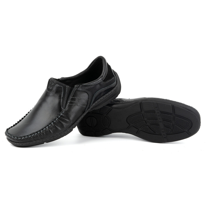 Buty męskie mokasyny skórzane 627K czarne