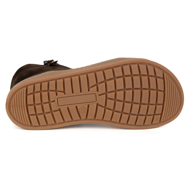 Damskie minimalistyczne buty skórzane zimowe barefoot 1261 brązowe