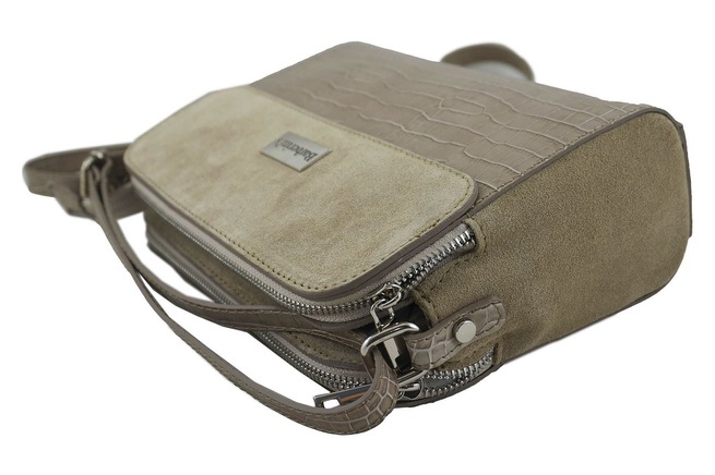 Stylowa torebka crossbody trzykomorowa - Beżowa