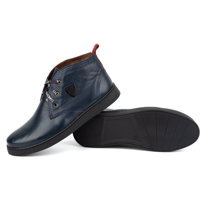 Pánské kožené boty Chukka KAMPOL 110/63 navy blue