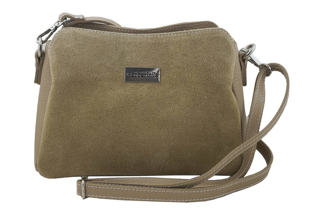 Poštovní taška ze semišové kůže - béžová