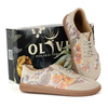 Buty barefoot damskie skórzane Olivier Eliza kwiaty beżowe
