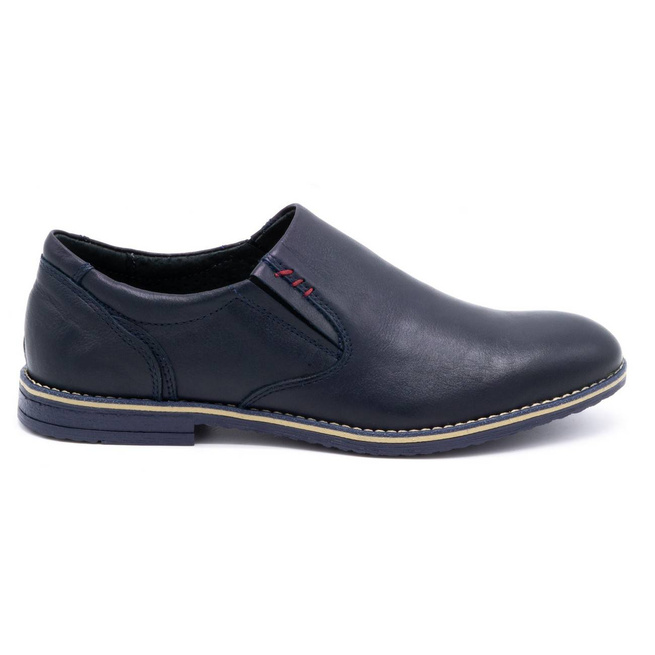 Buty męskie wsuwane skórzane 624 granatowe