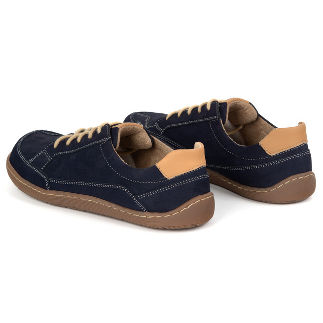 BAREFOOT Damskie minimalistyczne sneakersy skórzane OLIVIER 1282 granatowe