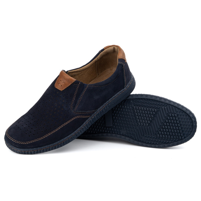 Ležérní pánská kožená obuv 854/L/2 navy blue