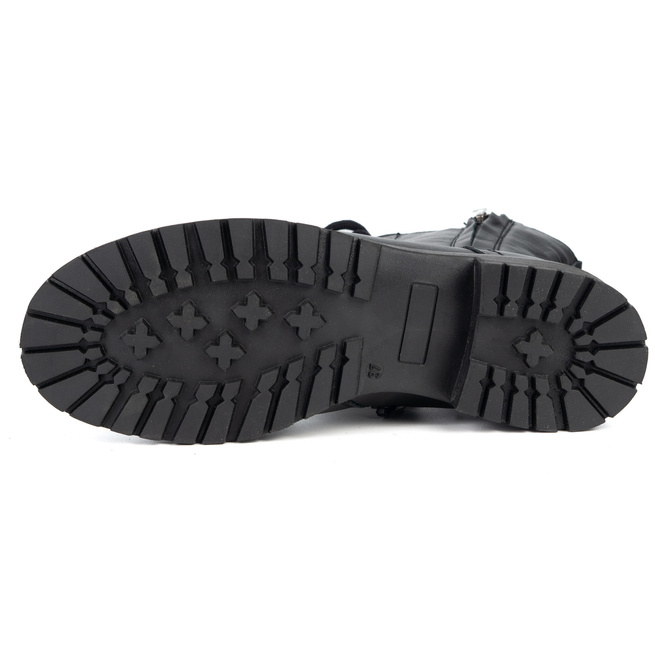 Dámské zateplené kožené boty 272BB black face