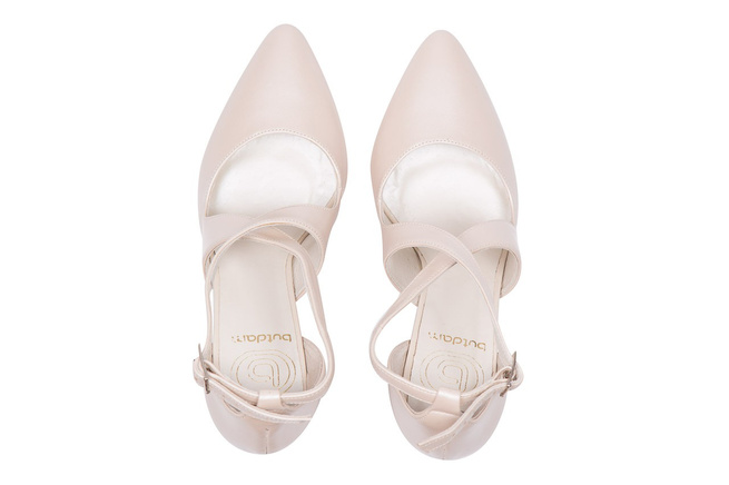 Béžové taneční boty na podpatku s řemínky XENA