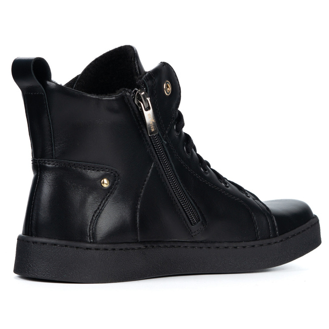 Barefoot buty skórzane minimalisthyczne Riley ocieplane czarne
