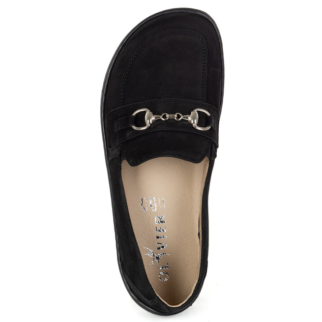 Barefoot damskie mokasyny skórzane minimalistyczne 1288AR czarny nubuk