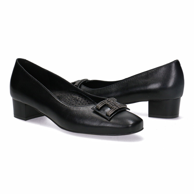 Kožené lodičky na nízkém podpatku Kostex černé 2691