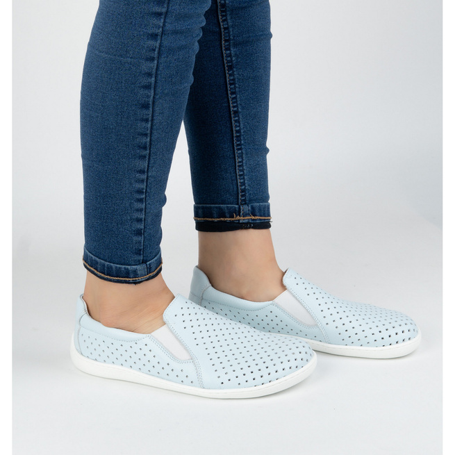 BAREFOOT Dámské minimalistické ažurové nazouváky 1308POL modré