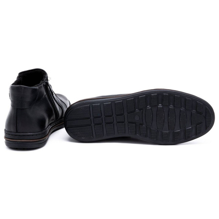 Buty męskie zimowe skórzane 381F czarne