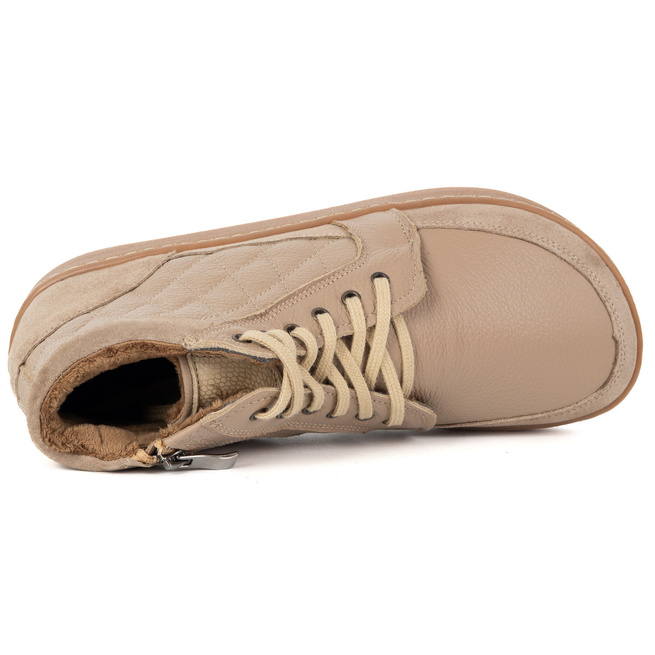 Buty damskie zimowe barefoot skórzane Z-B05 beżowe