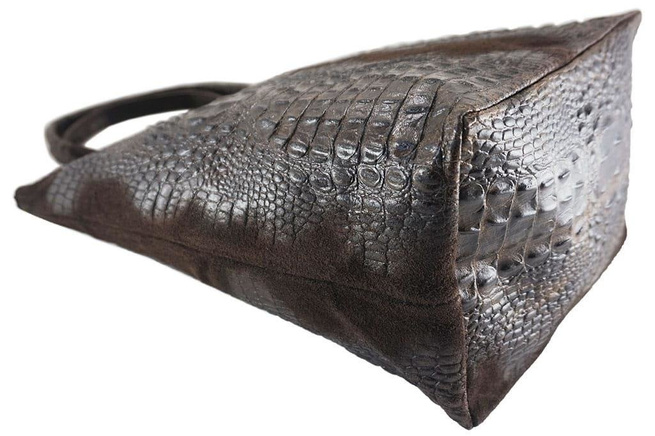 Módní kožená taška - CROCO - Hnědá tmavá