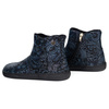 Dámské barefoot zimní kožené boty zateplené kožíškem Olivier 202MP černé a tmavě modré s květinami 