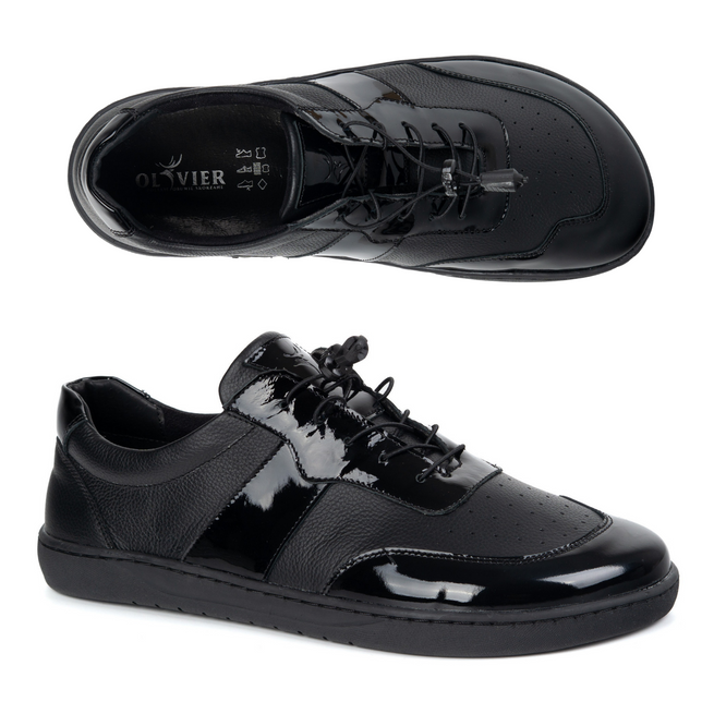 BUTY DAMSKIE BAREFOOT SKÓRA MINIMALISTYCZNE SZEROKIE ARIA floter czarny 103MP