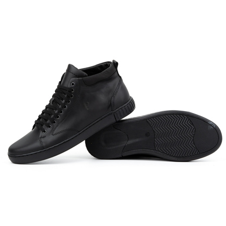 Buty skórzane męskie sneakersy 2108 czarne lico