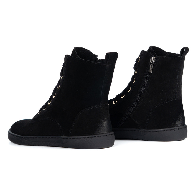 Buty damskie barefoot zimowe skórzane Olivier Liv 1303 ocieplane czarne nubuk