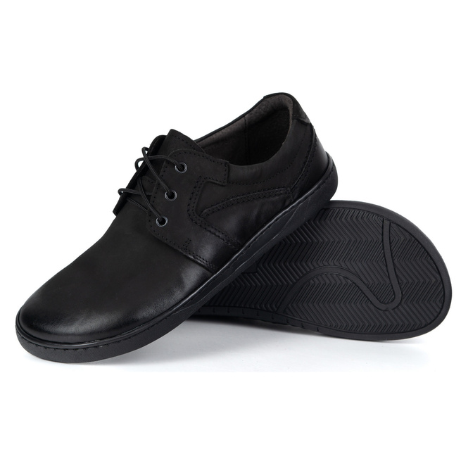 BAREFOOT Męskie buty skórzane sznurowane minimalistyczne 115KZ czarne crazy