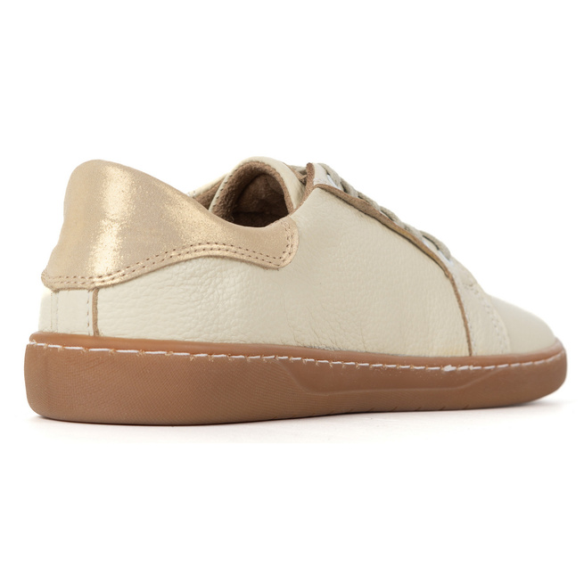 Aura: Kremowe Damskie Barefoot Sneakersy Skórzane | Wygodne Buty z Płaską Podeszwą
