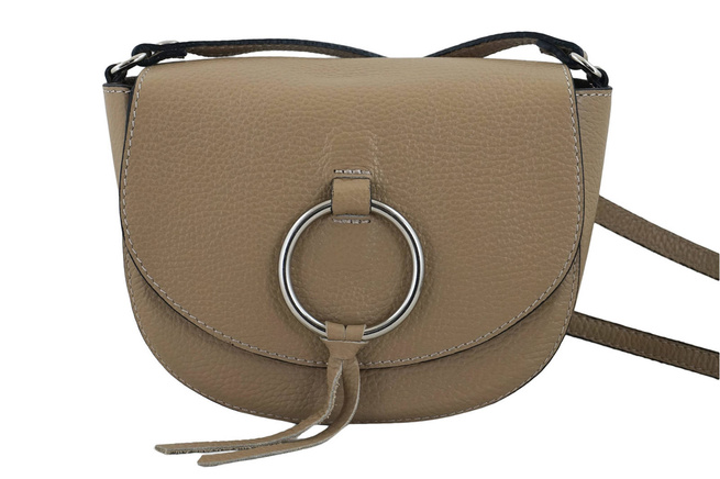 Damska skórzana listonoszka - Beżowa