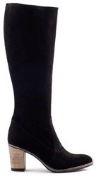 Skórzane kozaki damskie Olivier wysokie na obcasie czarne